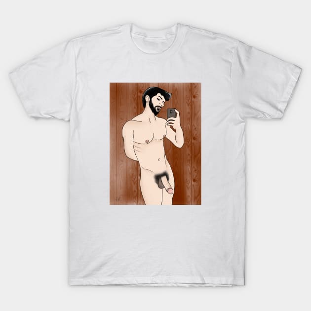 Naked Selfie T-Shirt by fsketchr